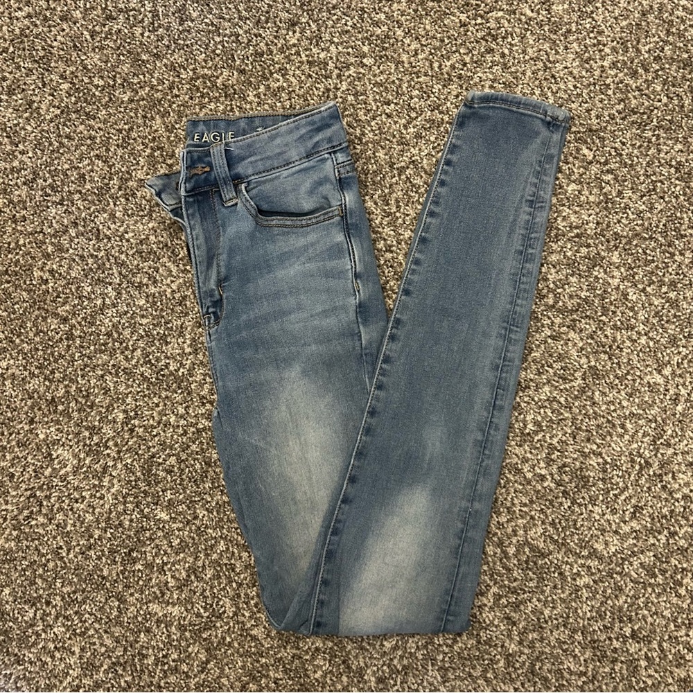 American Eagle Blue Skinny High Waisted Jeans